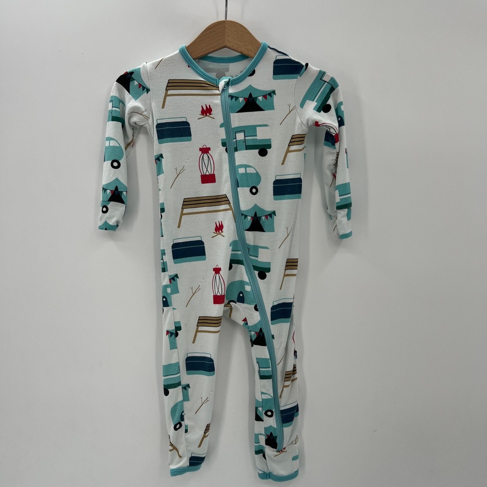 KicKee Pants Camping Print Bamboo Viscose Footless Romper Pajamas 12-18 Months - Picture 8 of 8